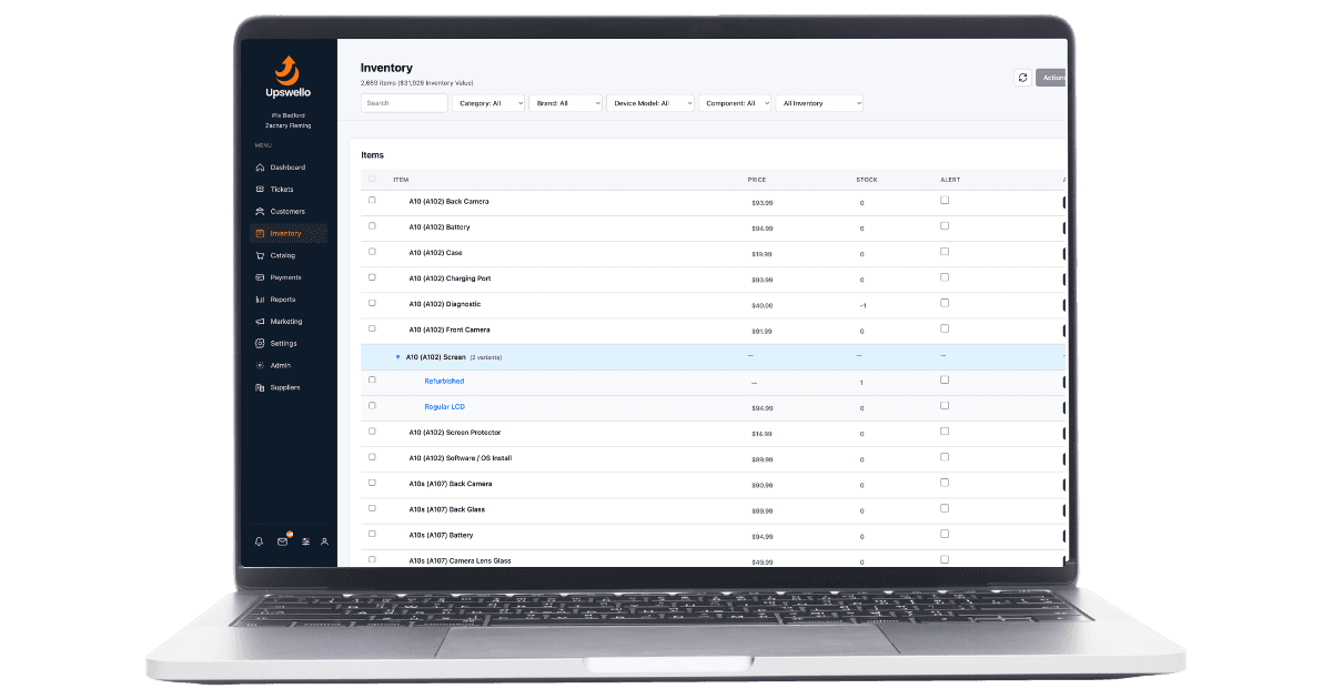 Inventory management for phone repair shops