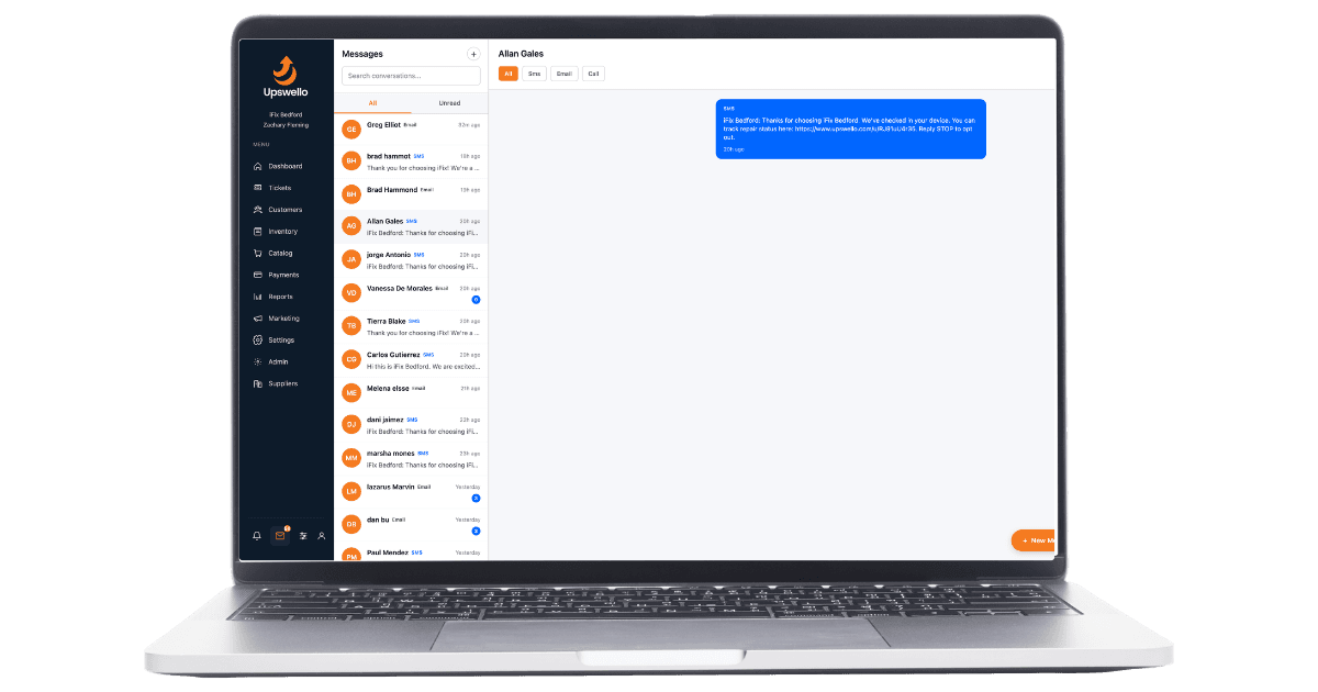 Customer messaging for phone repair shops